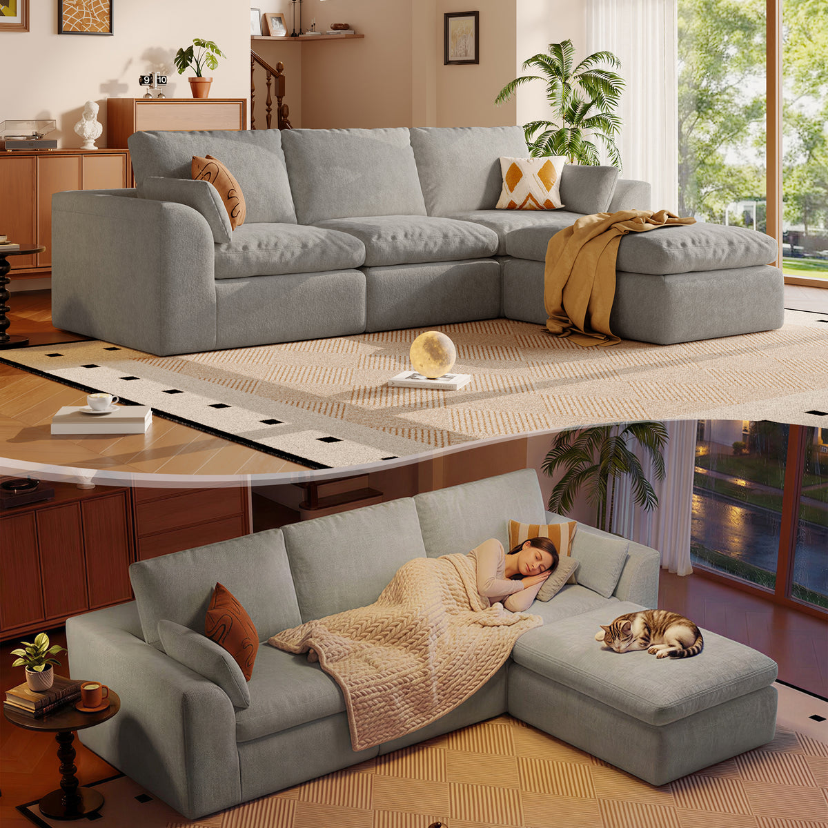 Cloud Sectional| Modular Chenille Boneless Couch