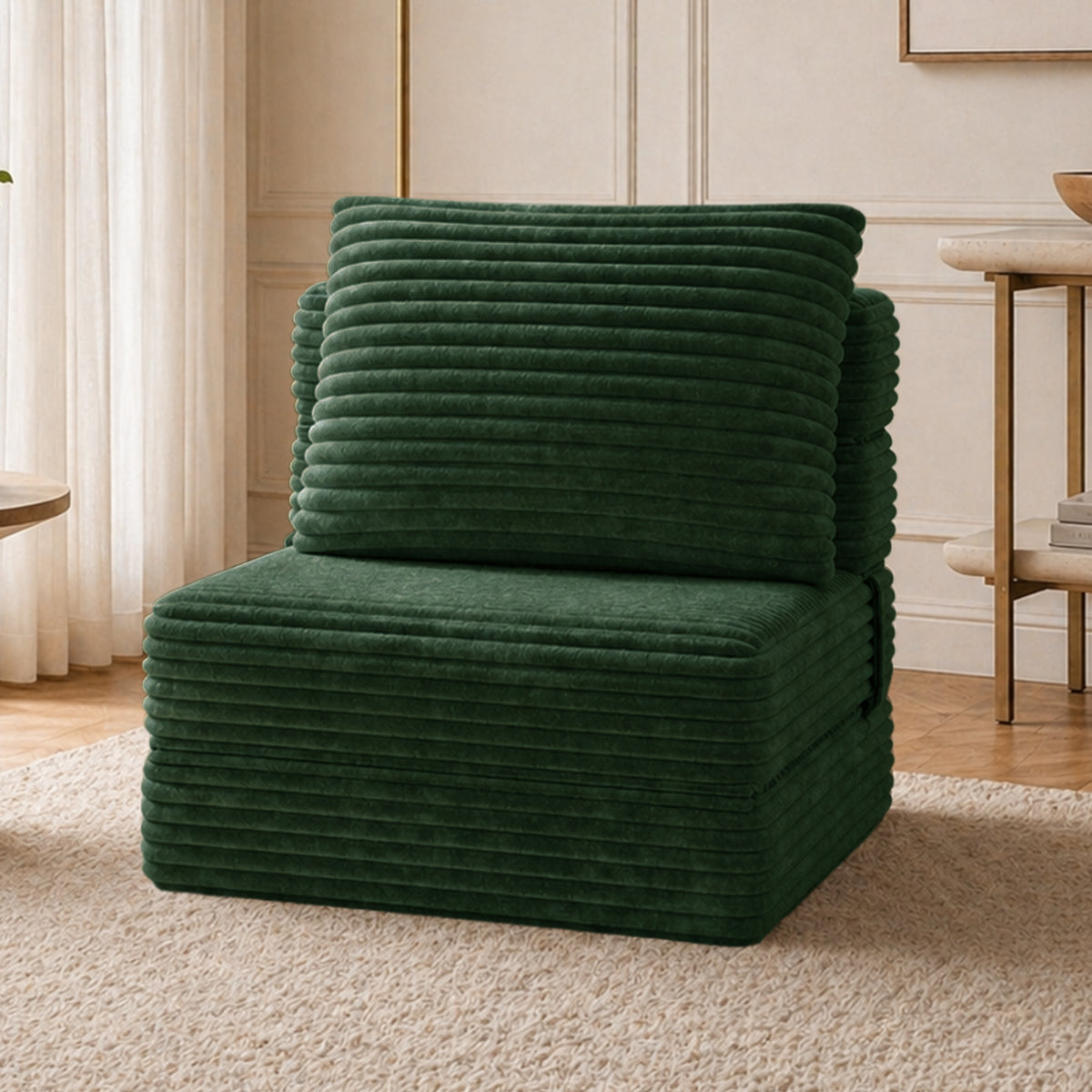 Plush Foldable Sofa Bed | Single-Seat Corduroy Convertible Chair