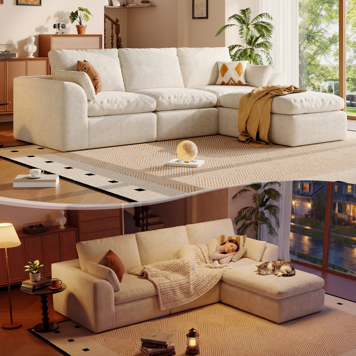 Cloud Sectional| Modular Chenille Boneless Couch