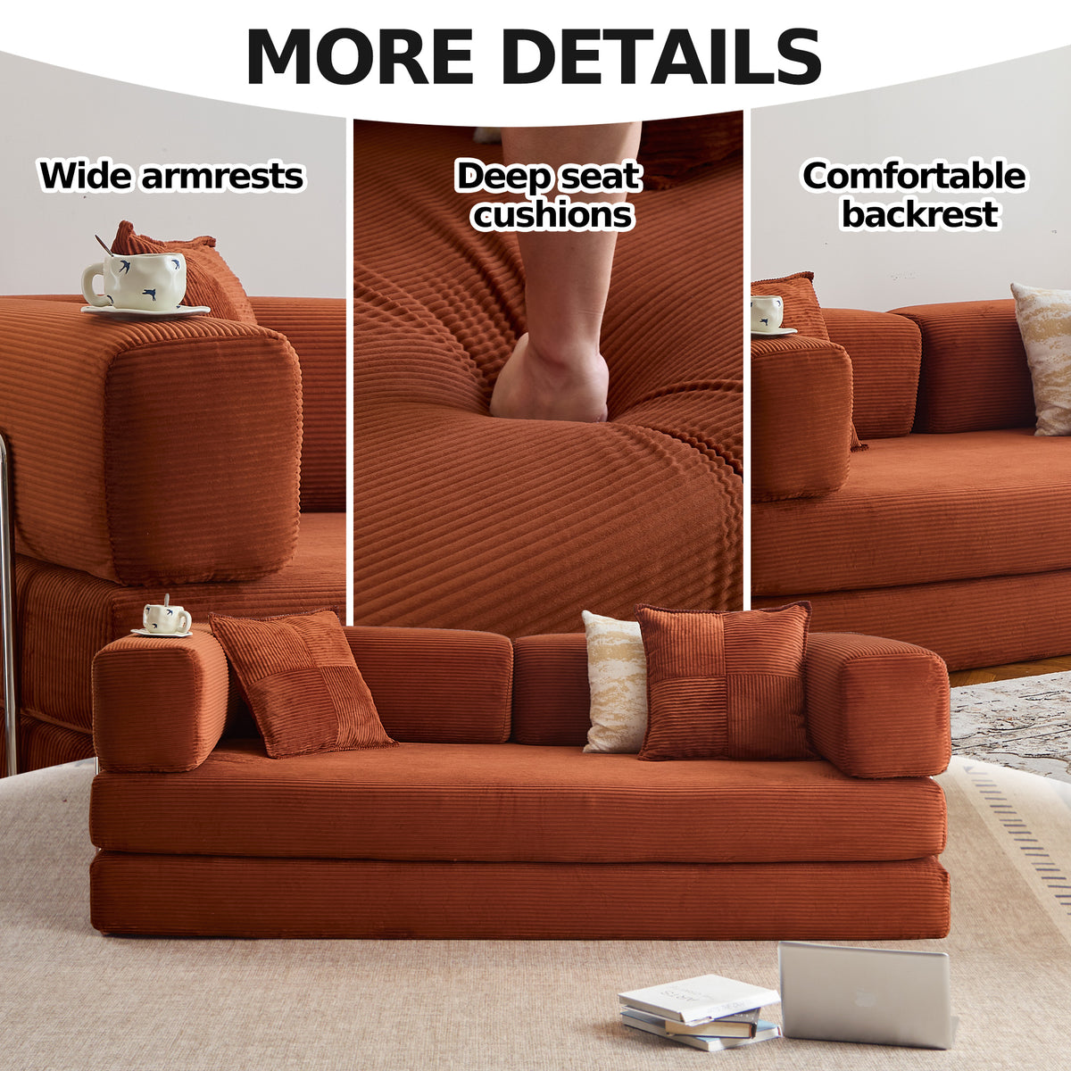 Corduroy Sleeper Convertible Sofa Bed