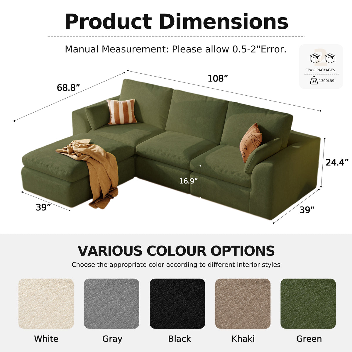 Cloud Sectional| Modular Chenille Boneless Couch