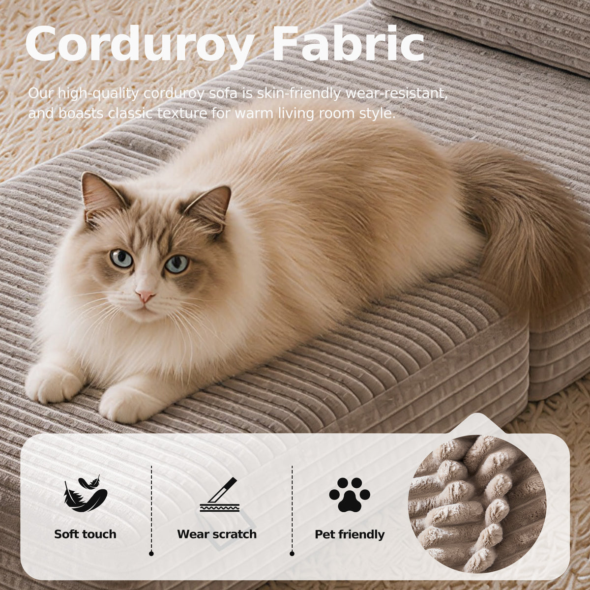 Plush Foldable Sofa Bed | Single-Seat Corduroy Convertible Chair