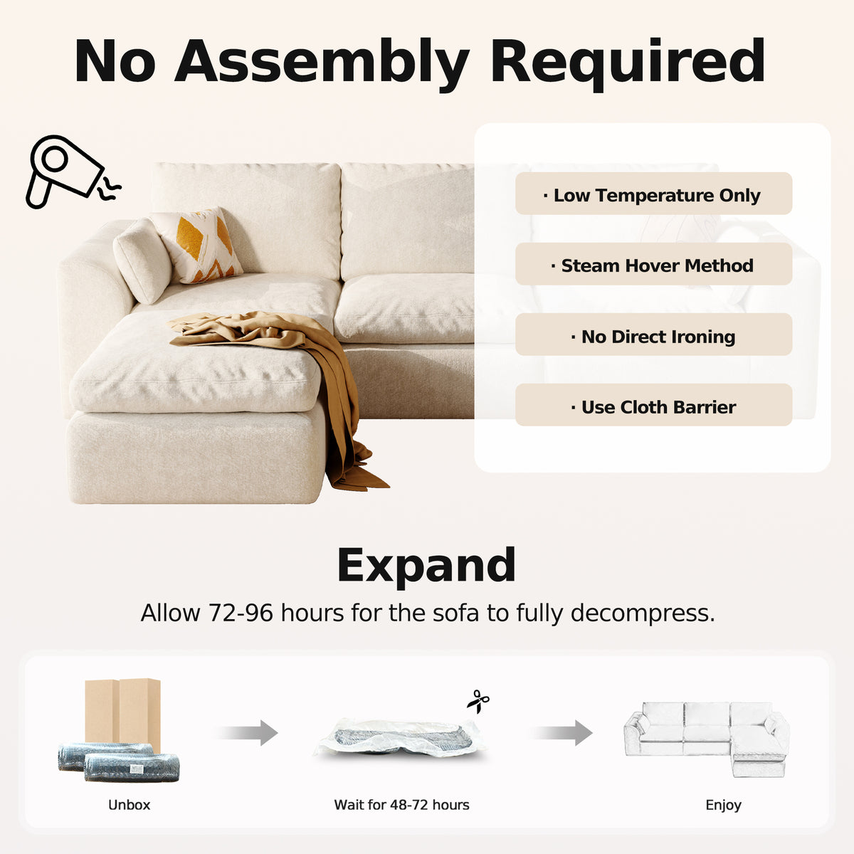Cloud Sectional| Modular Chenille Boneless Couch