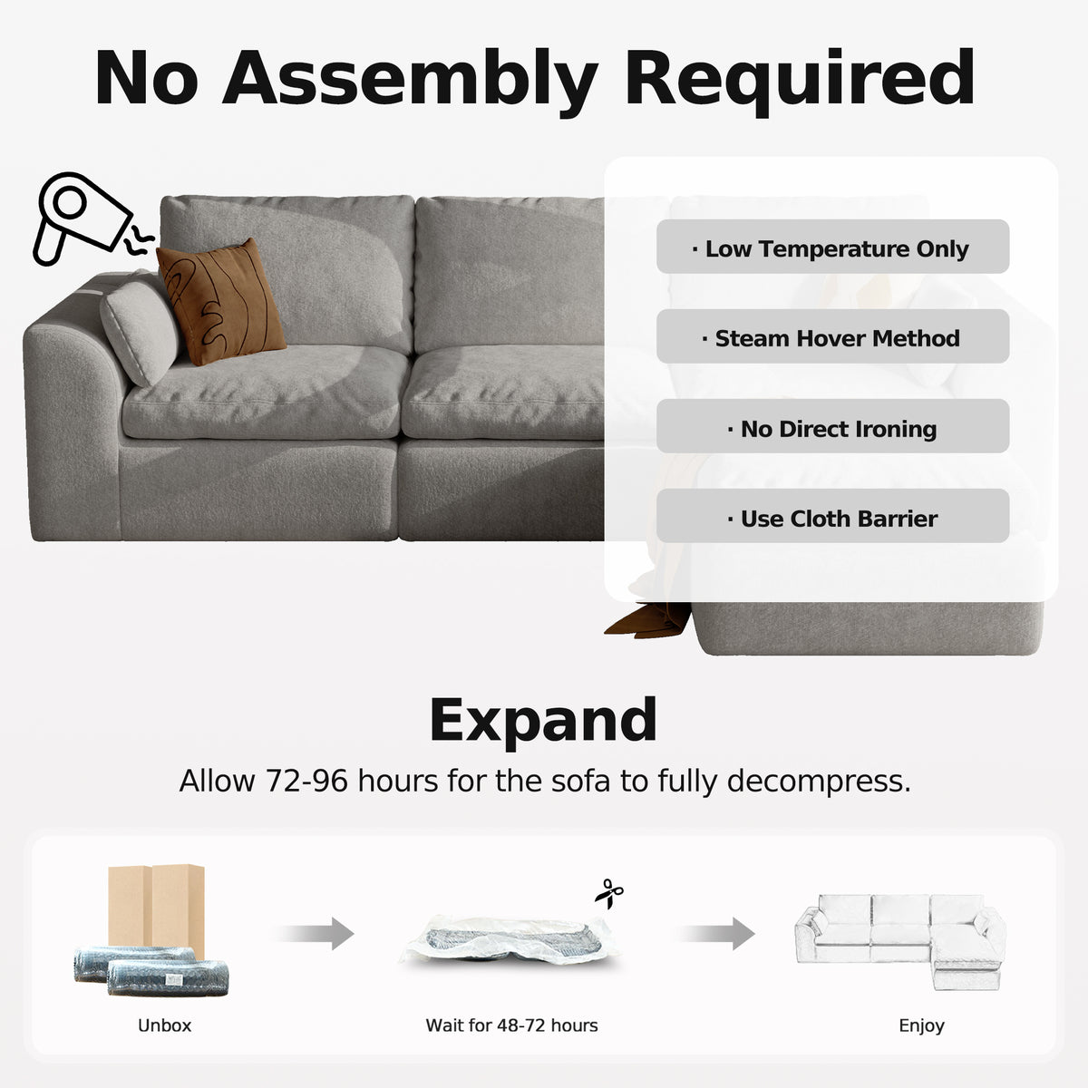 Cloud Sectional| Modular Chenille Boneless Couch