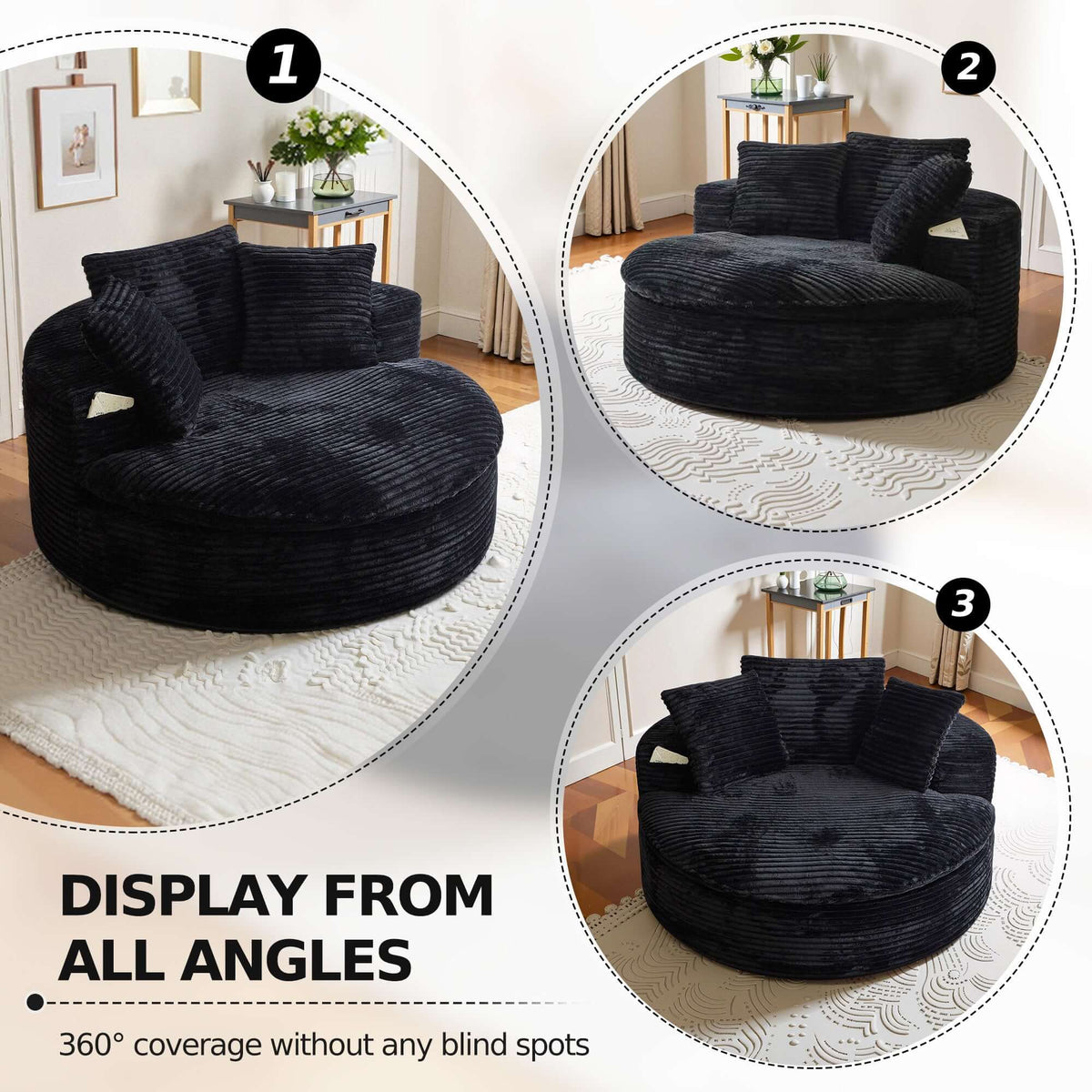 Oversized Corduroy Chaise Lounge Sofa