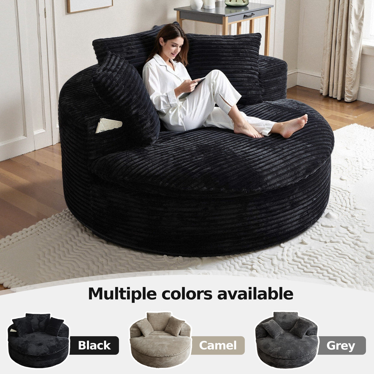 Oversized Corduroy Chaise Lounge Sofa