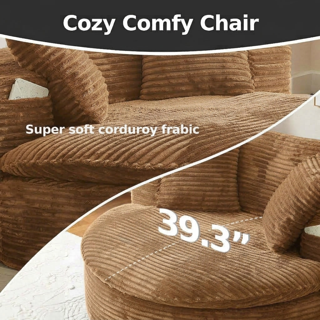 Oversized Corduroy Chaise Lounge Sofa
