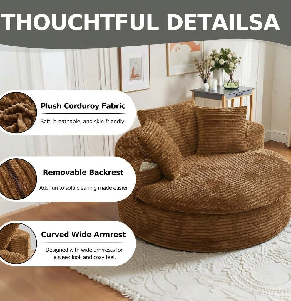 Oversized Corduroy Chaise Lounge Sofa