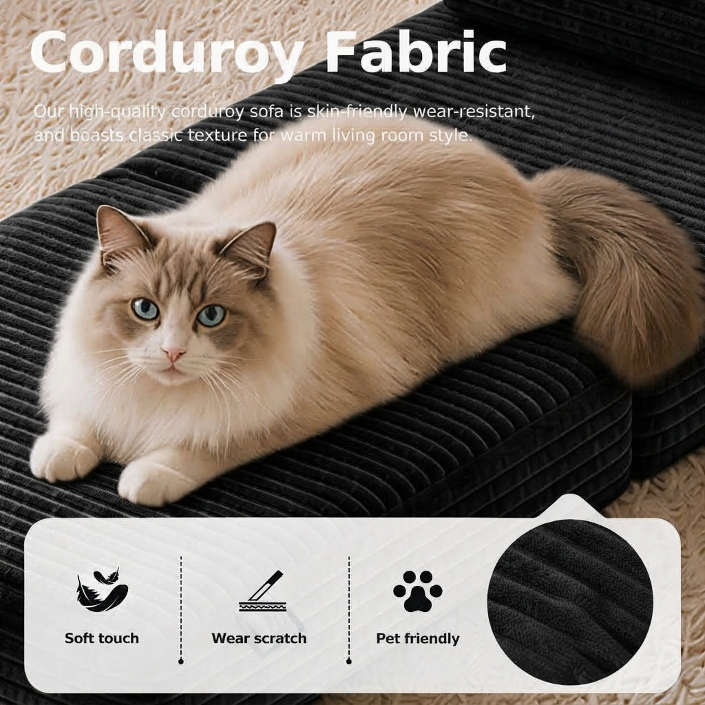 Plush Foldable Sofa Bed | Single-Seat Corduroy Convertible Chair