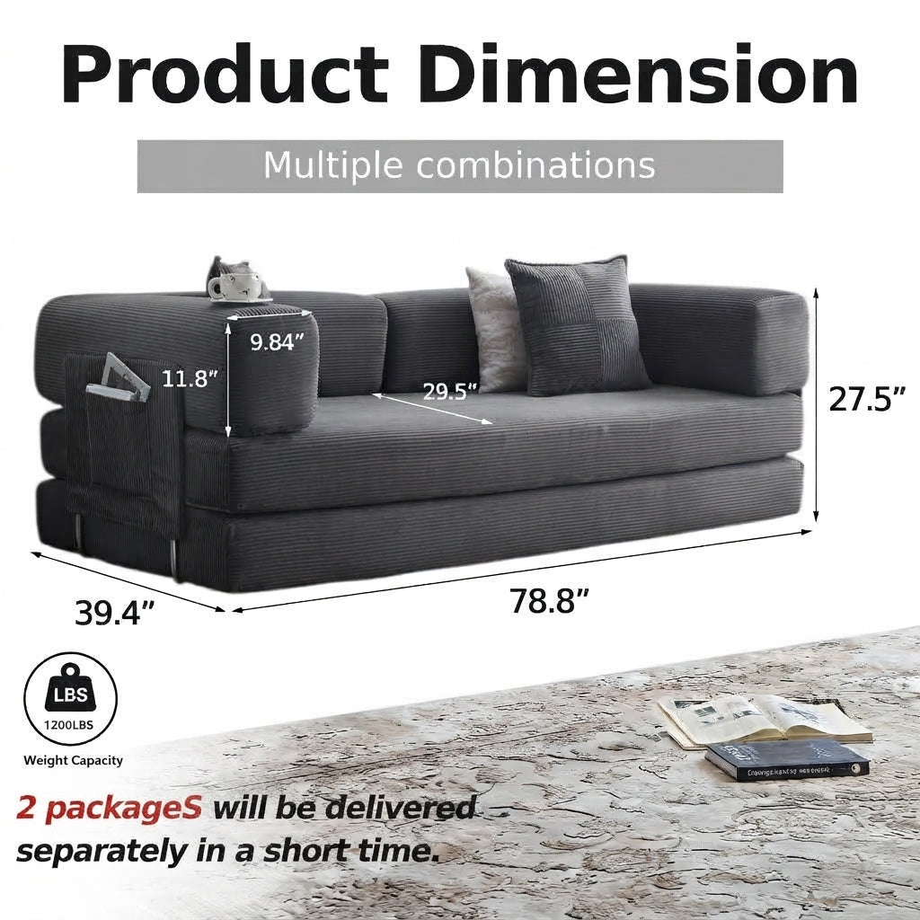 Corduroy Sleeper Convertible Sofa Bed