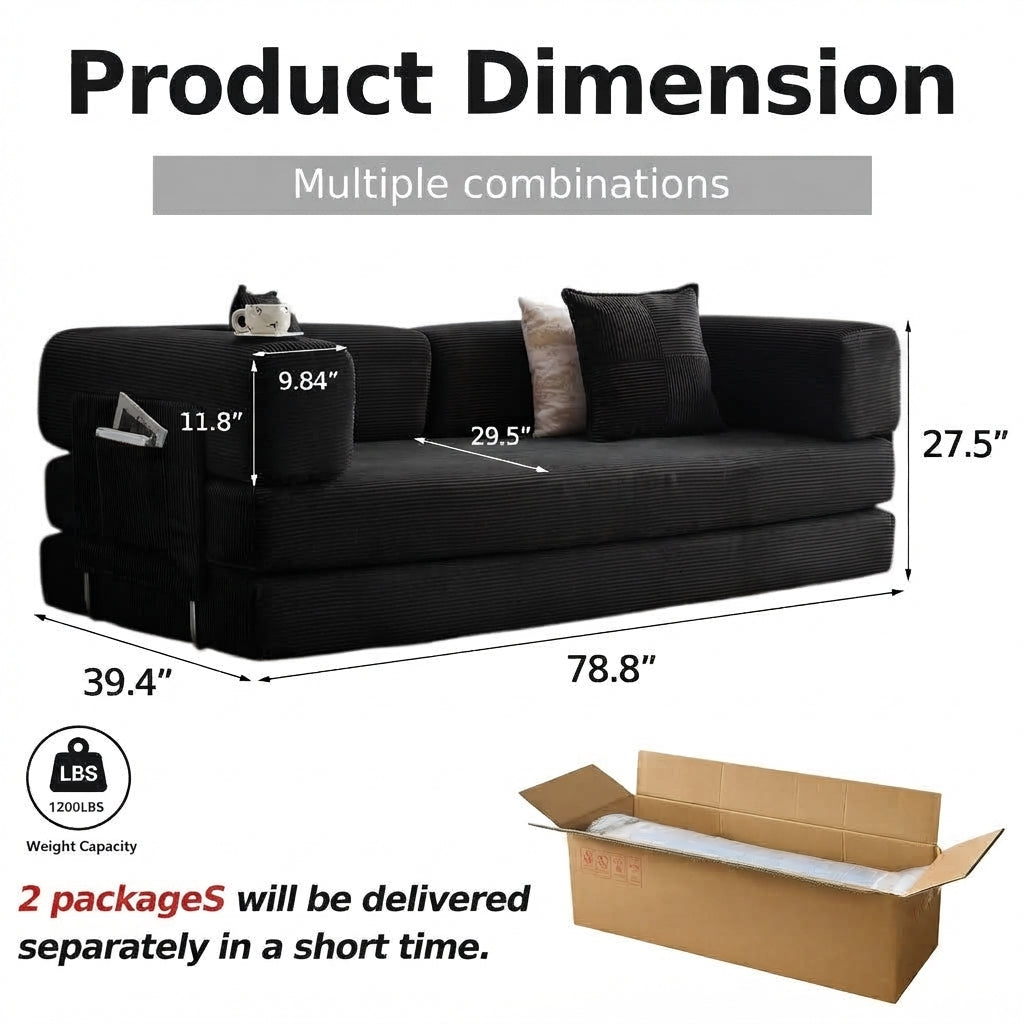 Corduroy Sleeper Convertible Sofa Bed