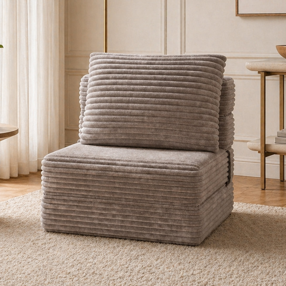 Plush Foldable Sofa Bed | Single-Seat Corduroy Convertible Chair
