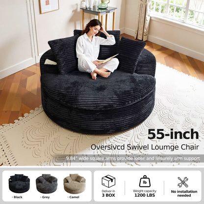 Oversized Corduroy Chaise Lounge Sofa