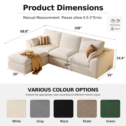 Cloud Sectional| Modular Chenille Boneless Couch