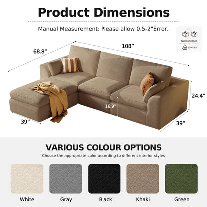 Cloud Sectional| Modular Chenille Boneless Couch