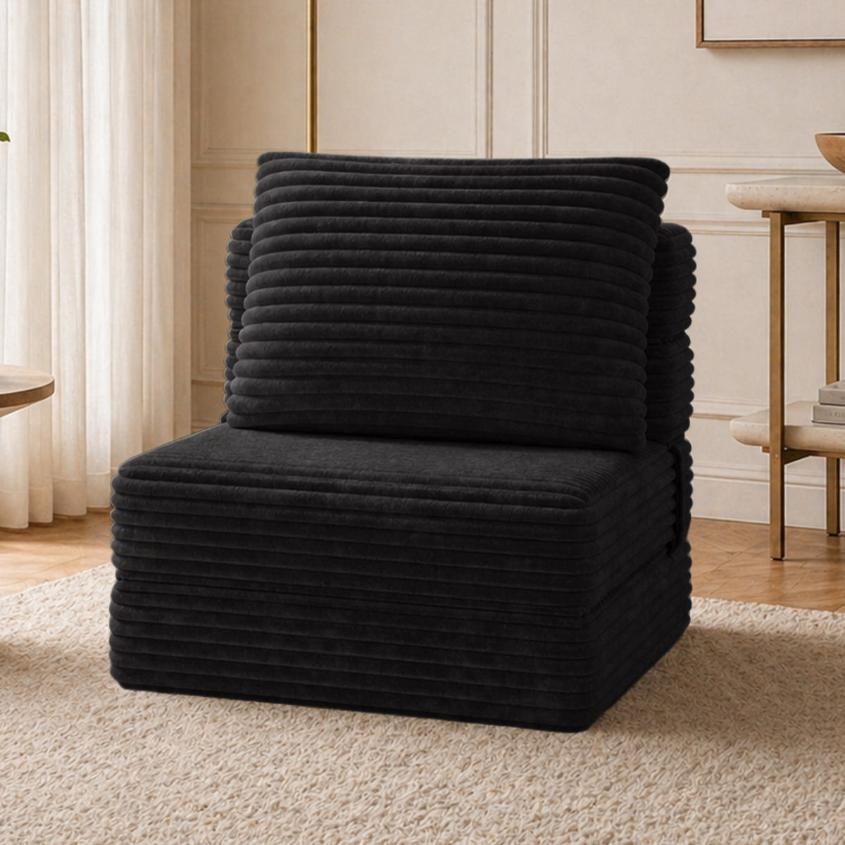 Plush Foldable Sofa Bed | Single-Seat Corduroy Convertible Chair
