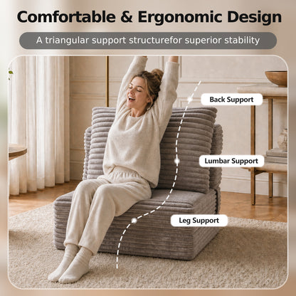 Plush Foldable Sofa Bed | Single-Seat Corduroy Convertible Chair