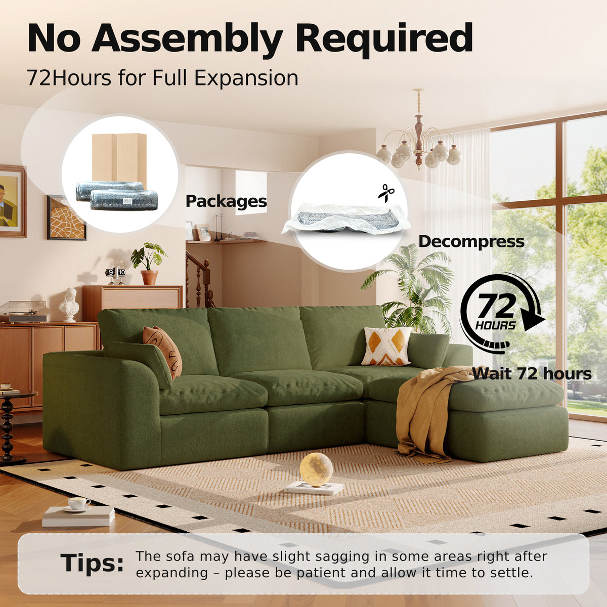 Cloud Sectional| Modular Chenille Boneless Couch