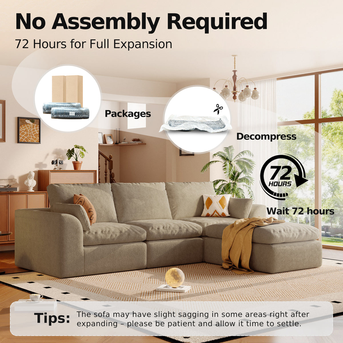 Cloud Sectional| Modular Chenille Boneless Couch