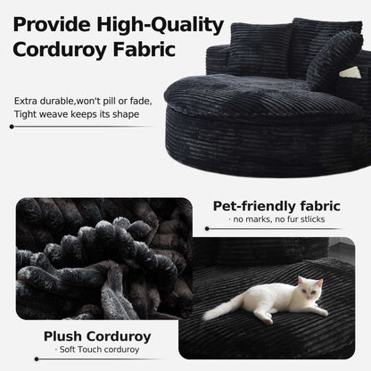 Oversized Corduroy Chaise Lounge Sofa