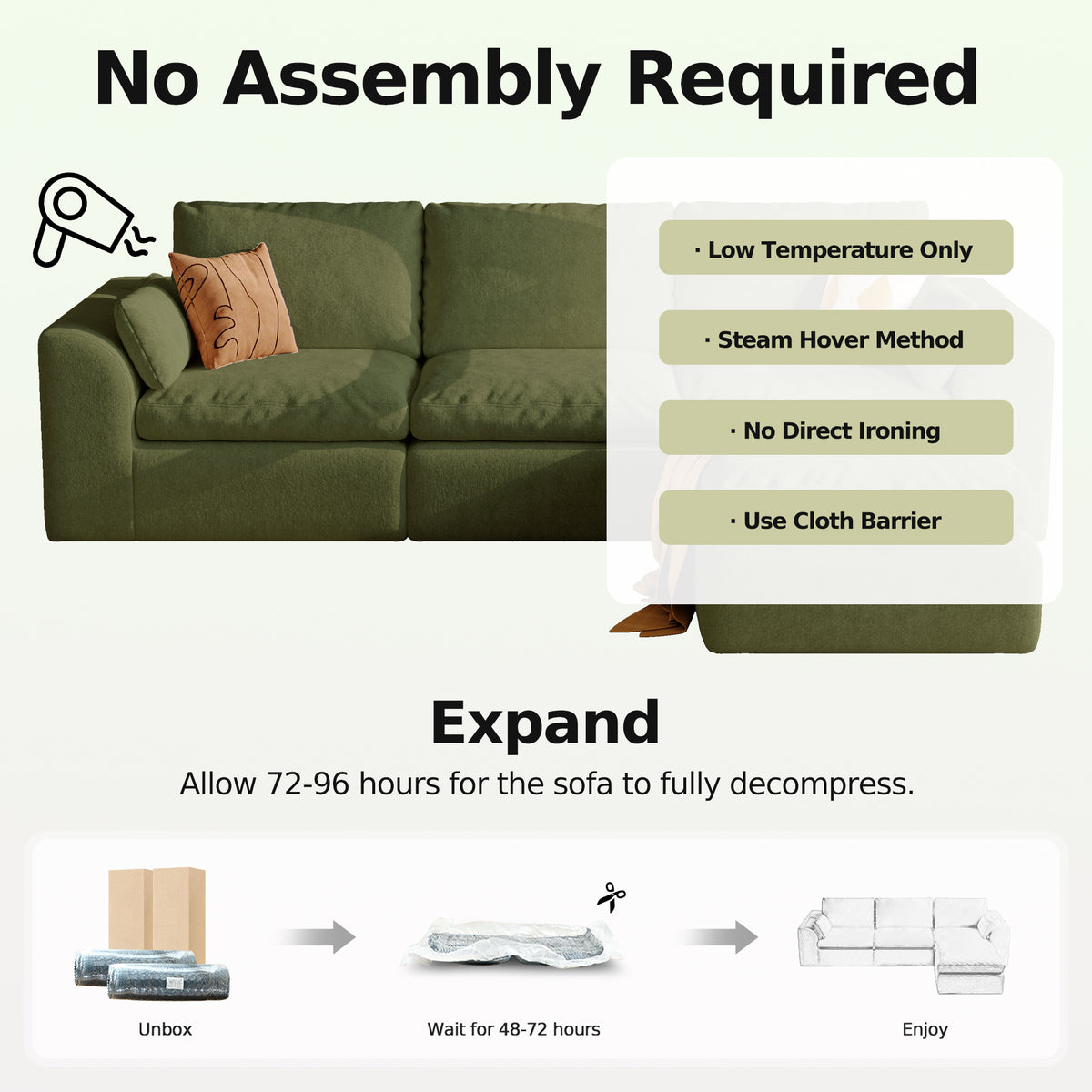 Cloud Sectional| Modular Chenille Boneless Couch