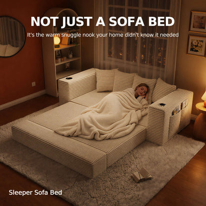 sofa convertible bed. Convertible Sofa Bed-Modern Foldable Sofa For Small Spaces in cozy living room setting, featuring modular design and 50D high-density sponge.