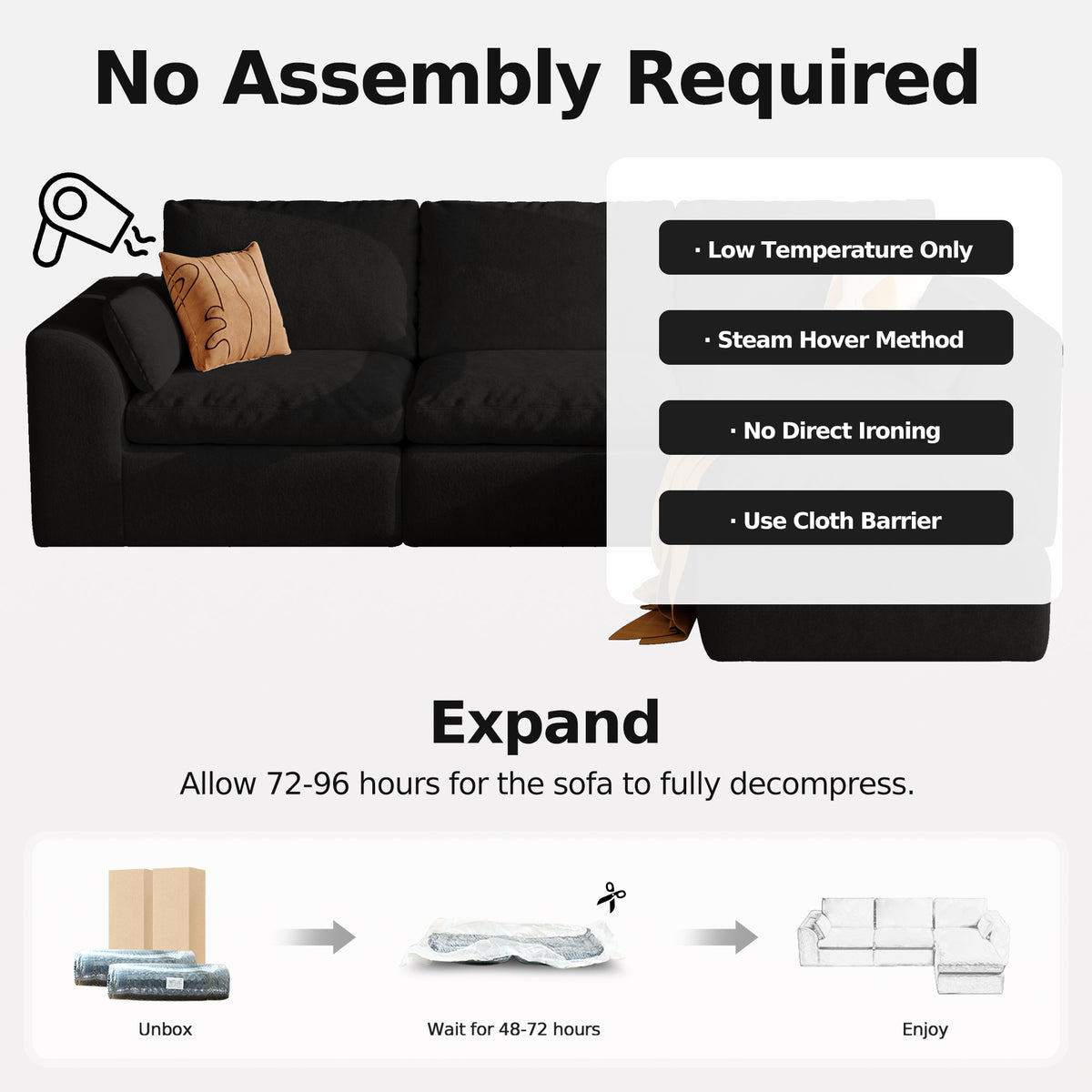 Cloud Sectional| Modular Chenille Boneless Couch