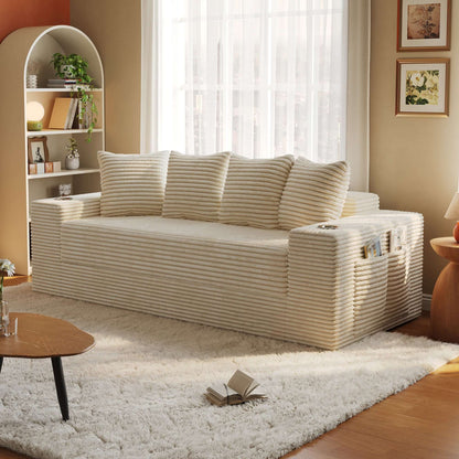 Convertible Sofa Bed-Modern Foldable Sofa For Small Spaces in cozy living room setting, featuring modular design and 50D high-density sponge.