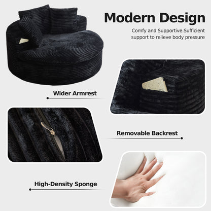 Oversized Corduroy Chaise Lounge Sofa