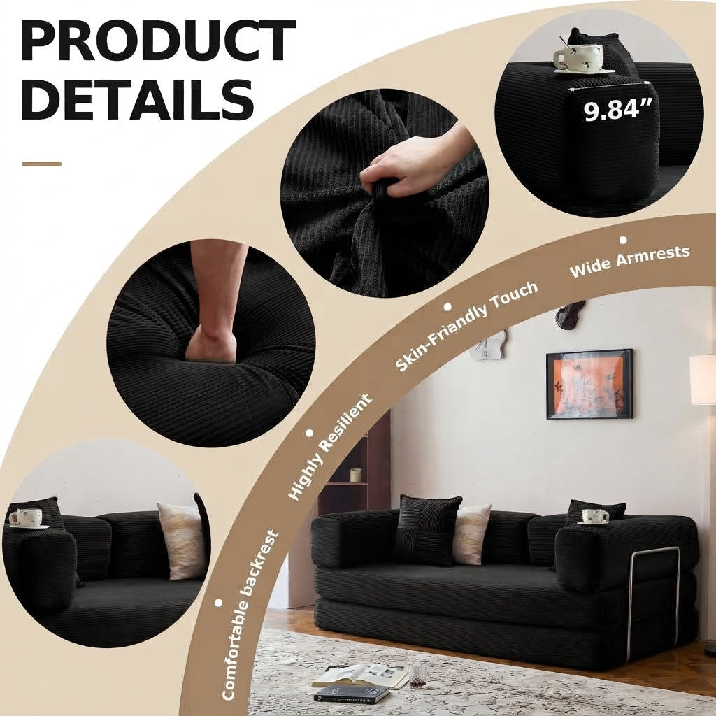 Corduroy Sleeper Convertible Sofa Bed