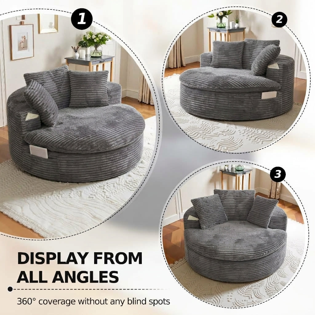 Oversized Corduroy Chaise Lounge Sofa