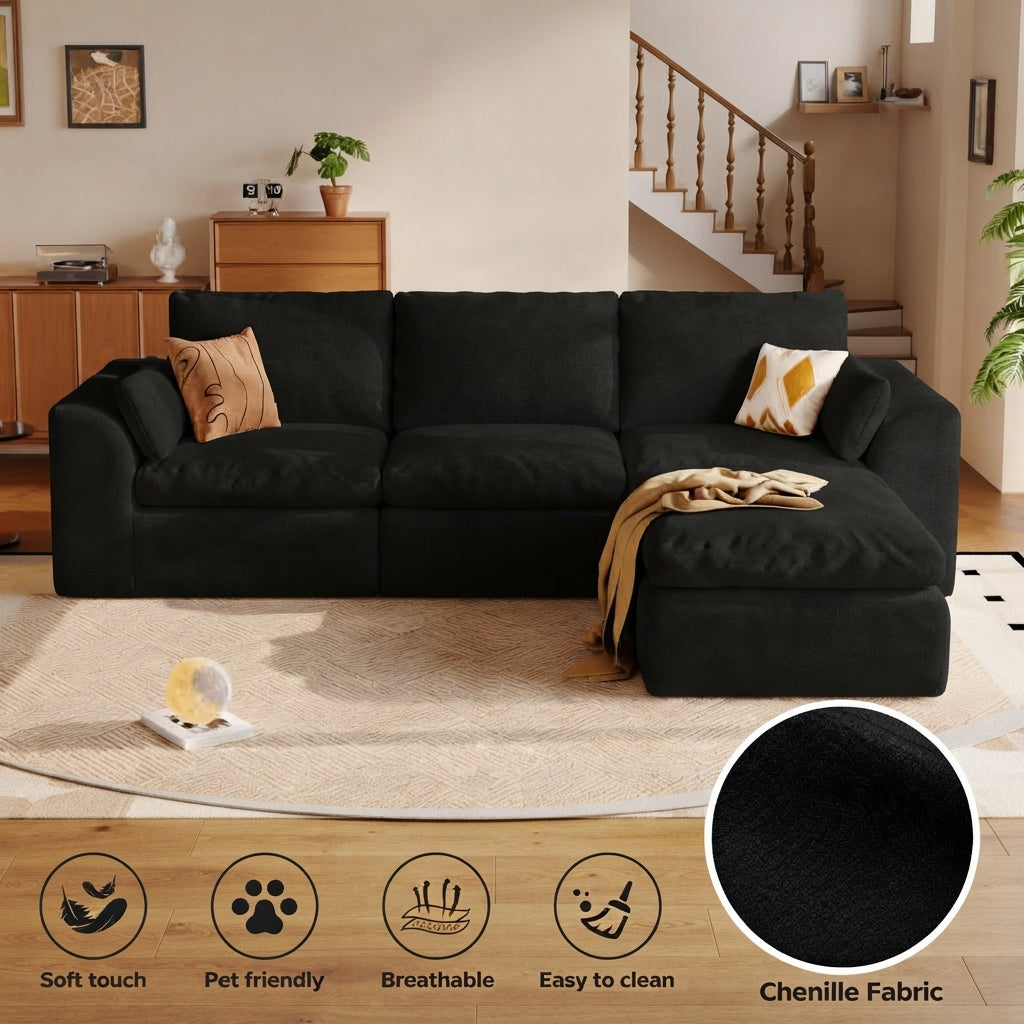 Cloud Sectional| Modular Chenille Boneless Couch
