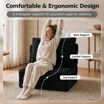 Plush Foldable Sofa Bed | Single-Seat Corduroy Convertible Chair