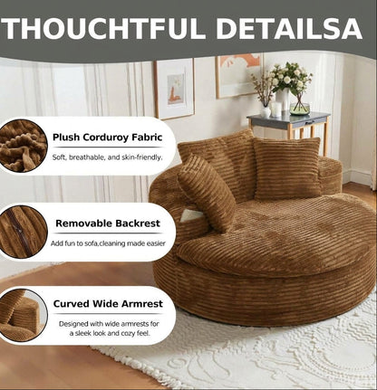 Oversized Corduroy Chaise Lounge Sofa