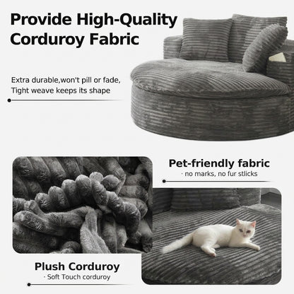 Oversized Corduroy Chaise Lounge Sofa