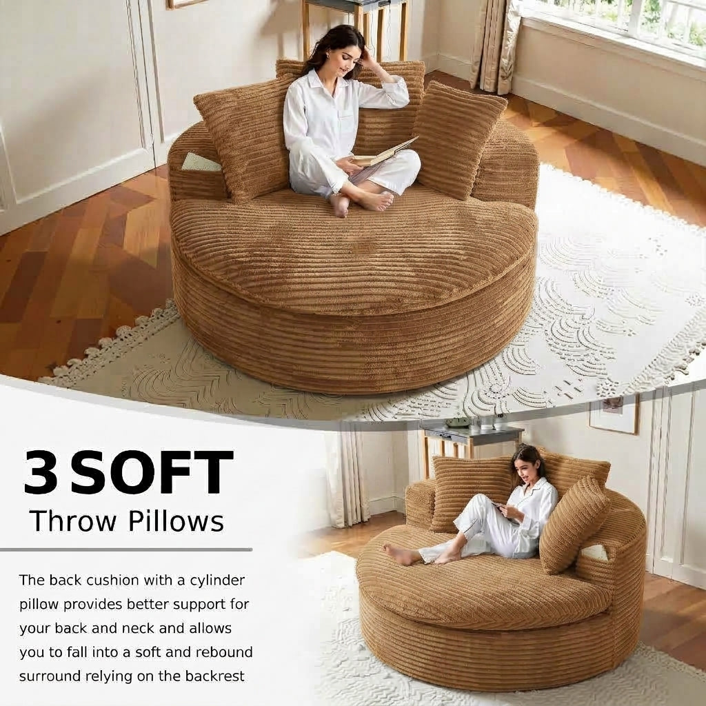Oversized Corduroy Chaise Lounge Sofa