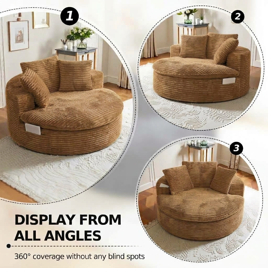 Oversized Corduroy Chaise Lounge Sofa