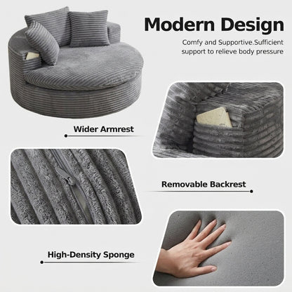 Oversized Corduroy Chaise Lounge Sofa