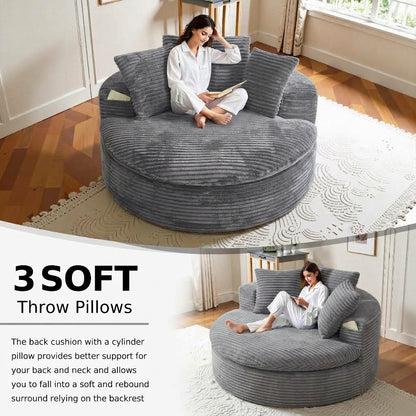 Oversized Corduroy Chaise Lounge Sofa
