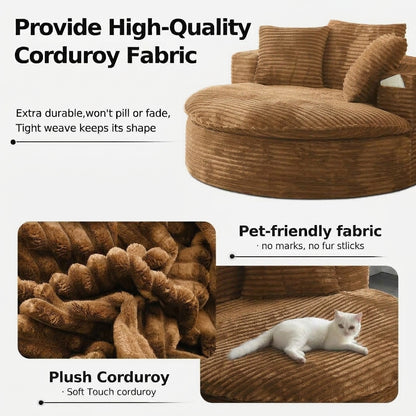 Oversized Corduroy Chaise Lounge Sofa