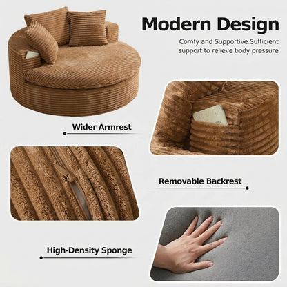 Oversized Corduroy Chaise Lounge Sofa