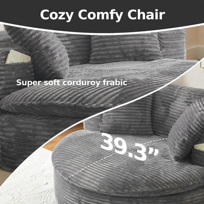 Oversized Corduroy Chaise Lounge Sofa