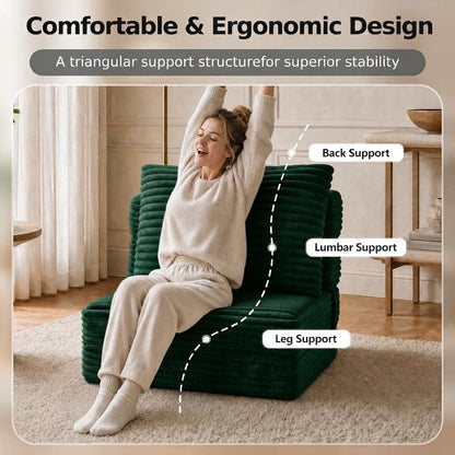 Plush Foldable Sofa Bed | Single-Seat Corduroy Convertible Chair