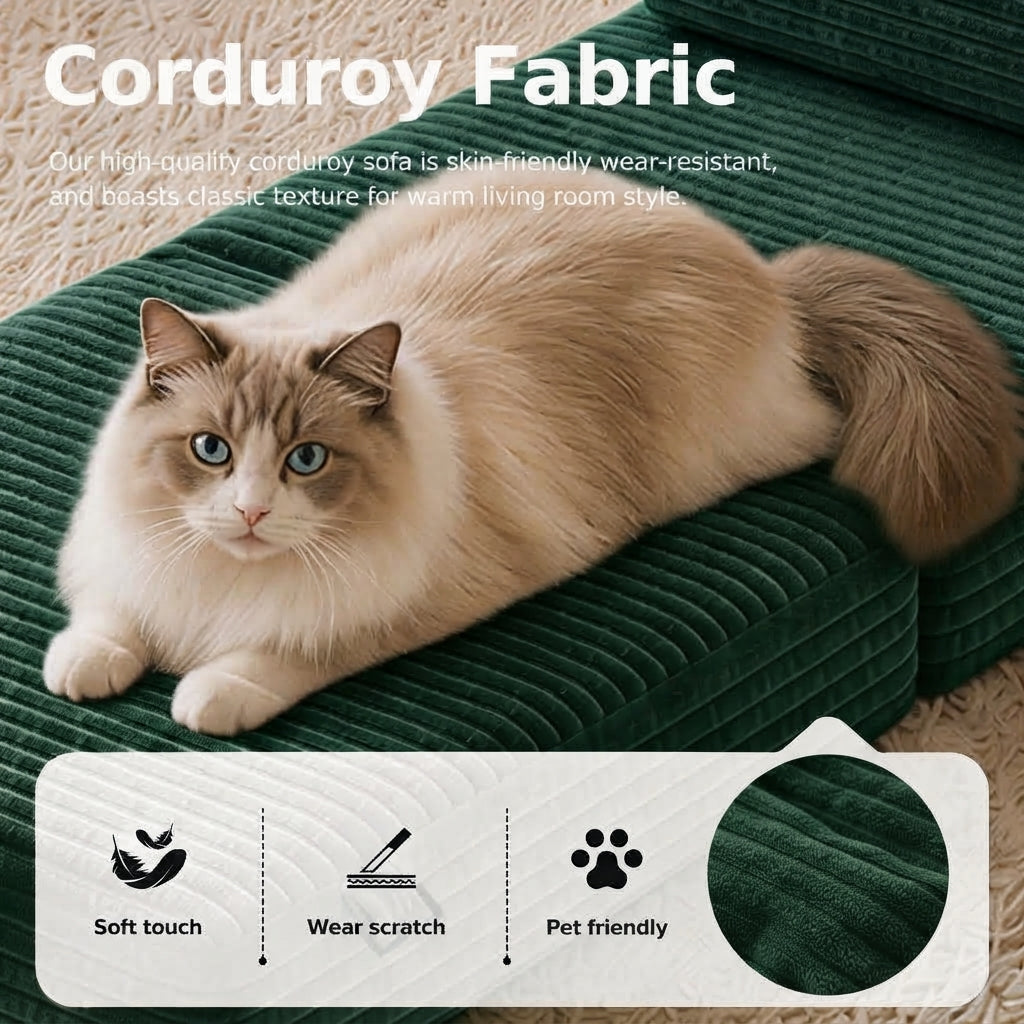 Plush Foldable Sofa Bed | Single-Seat Corduroy Convertible Chair