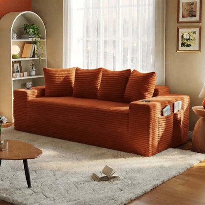 Convertible Sofa Bed-Modern Foldable Sofa For Small Spaces in an inviting living room setup with natural light.