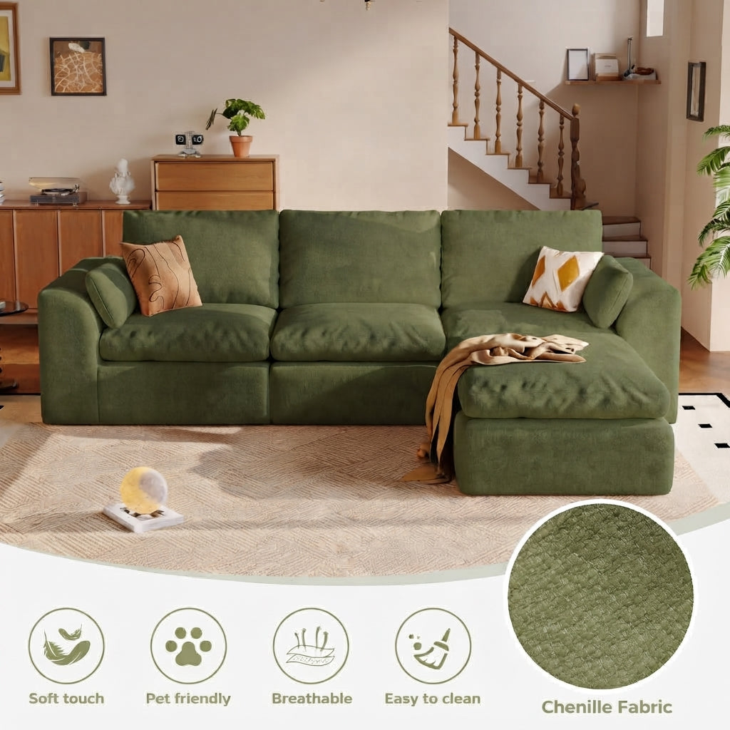Cloud Sectional| Modular Chenille Boneless Couch