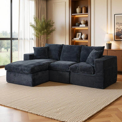 L-Shaped Cloud Sofa Modular Deep Seat Sectional Sofa in a modern living room setting with natural light.
