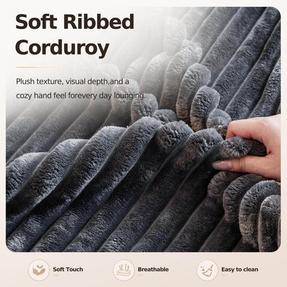 Soft Ribbed Corduroy fabric showcasing plush texture, ideal for the L-Shaped Cloud Sofa Modular Deep Seat Sectional Sofa.