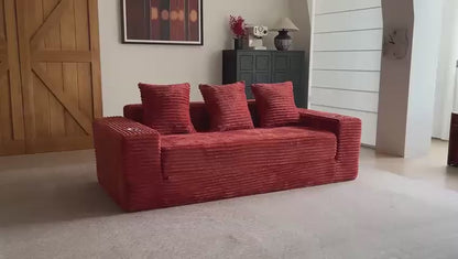 Compressed sofa in orange color, no assembly needed,